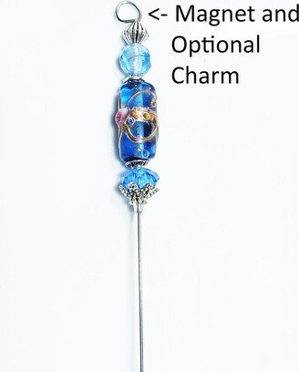 Blue Lampworked Glass Cake Tester - Bakers Tool Magnetic Cupcake Eco-Friendly Gifts- Cocktail Pick