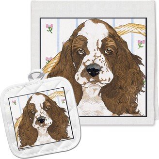 English Springer Spaniel Kitchen Dish Towel & Pot Holder Gift Set