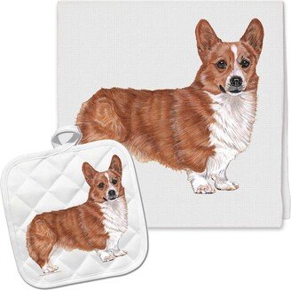 Corgi Welsh Pembroke Kitchen Dish Towel & Pot Holder Gift Set &