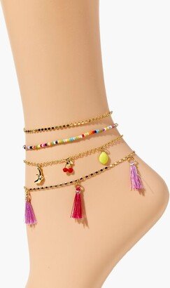 Cherry Charm Chain Anklet Set