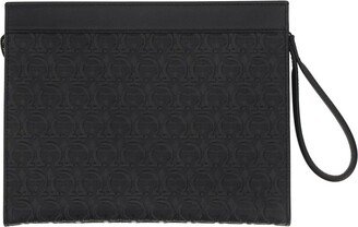 Gancini Embossed Zipped Clutch Bag