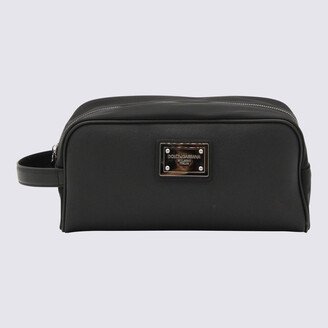 Black Canvas And Leather Pouch