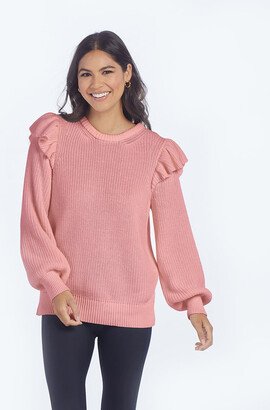 The Flirty Ruffle Sleeve Sweater - Desert Rose