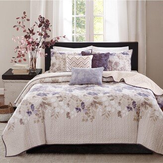 Gracie Mills Luna Coverlet Set, Taupe - Full/Queen