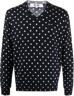 polka-dot print V-neck sweater