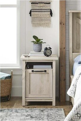 Perdix Chio LLC Modern Farmhouse USB Nightstand, Rustic White Finish