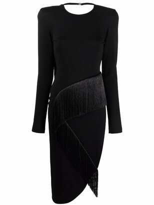 Panelled Long-Sleeved Midi Dress