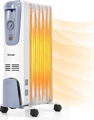 1500W Electric Oil Filled Radiator Space Heater 7-Fin Thermostat Room Radiant