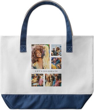 Large Tote Bags: Caption Gallery Of Five Large Tote, Navy, Photo Personalization, Large Tote, Multicolor