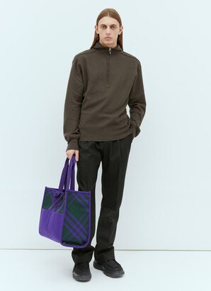 Check Shopper Tote Bag - Man Tote Bags Purple One Size