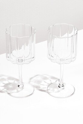 FAZEEK Clear Wave Wine Glasses (Set of 2)