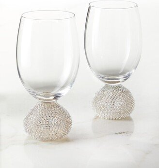 Silver Bling Wine Glasses, Set of 2