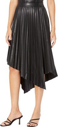 Women's Fit and Flare Asymmetrical Pleat Skirt