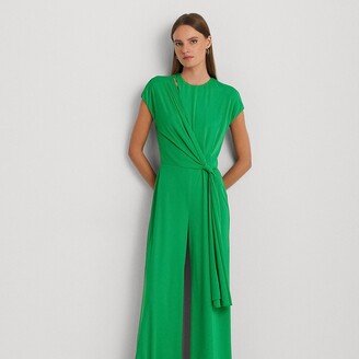 Ralph Lauren Tie-Front Jersey Wide-Leg Jumpsuit