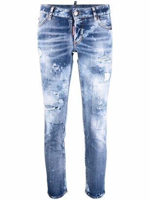 Distressed Cropped Jeans-AJ