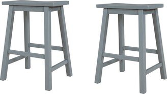 EDWINRAY Solid Wood Saddle-Seat Kitchen Counter Barstool Dining Stools, Set of 2