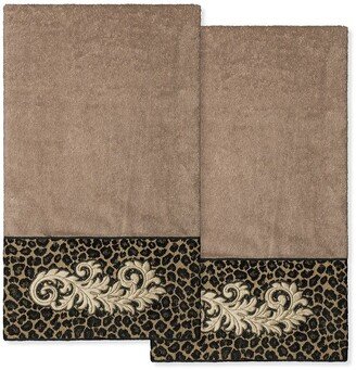 April Embellished Bath Towel - Set of 2 - Latte