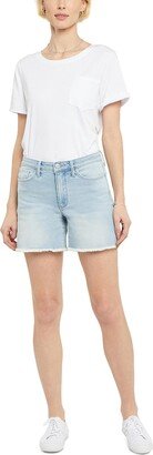 Womens Medium Wash High-Rise Cutoff Shorts