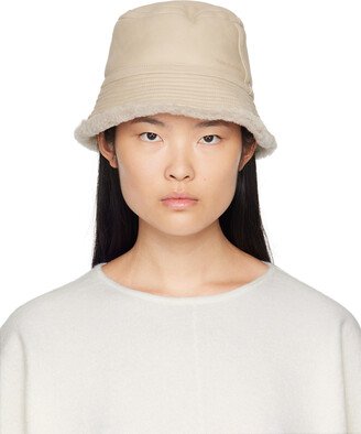 Beige Curly Reversible Bucket Hat