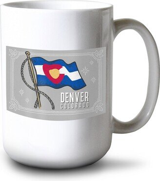 Ceramic Mug, Denver, Colorado, Waving State Flag, Series, Dishwasher Microwave Safe, 15Oz, Unique Art