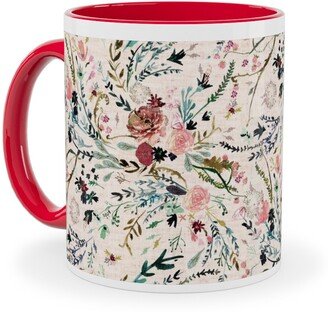 Mugs: Fable Floral - Blush Ceramic Mug, Red, 11Oz, Multicolor