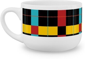 Mugs: Pnw Pike Plaid - Multi Latte Mug, White, 25Oz, Multicolor