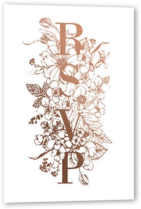 Rsvp Cards: Flowers Abound Wedding Response Card, Rose Gold Foil, White, Matte, Signature Smooth Cardstock, Square