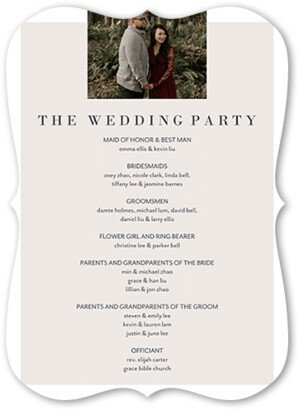 Wedding Program Cards: Novel Photo Wedding Program, Purple, 5X7 Flat Program, Pearl Shimmer Cardstock, Bracket