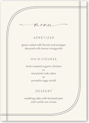 Wedding Menu Cards: Adorned Arc Wedding Menu, White, 5X7 Flat Menu, Matte, Signature Smooth Cardstock, Square