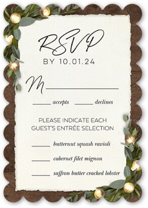 Rsvp Cards: Rustic Dreams Wedding Response Card, Brown, Signature Smooth Cardstock, Scallop