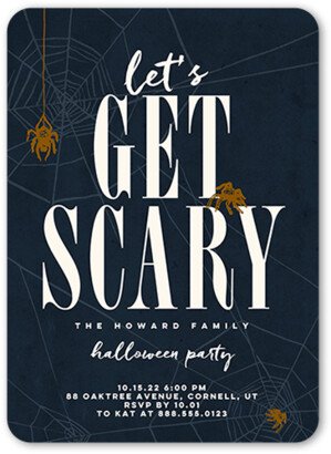 Halloween Invitations: Lets Get Scary Halloween Invitation, Gray, 5X7, Standard Smooth Cardstock, Rounded