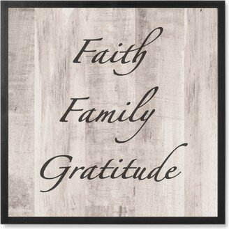 Photo Tiles: Faith, Family, Gratitude - Wood Photo Tile, Black, Framed, 8X8, Brown