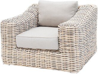 Teva Patio Furniture Hawaii Three-Tone Wicker Gray/Off White/Beige Arm Chair with Silver Gray Cushion