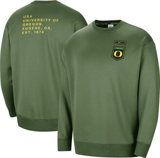 Women's Olive Oregon Ducks Military-Inspired Collection All-Time Performance Crew Pullover Sweatshirt