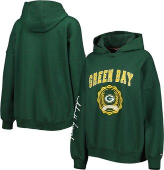 Women's Green Green Bay Packers Becca Drop Shoulder Pullover Hoodie