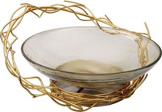 Centerpiece Bowl with Gold Tone Twig Design