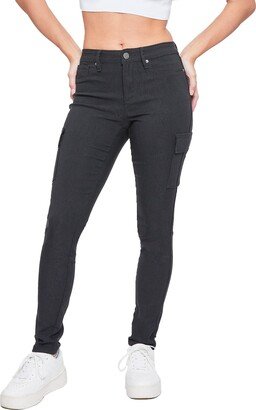 Womens Junior Hyperstretch Button Skinny Cargo Jeans