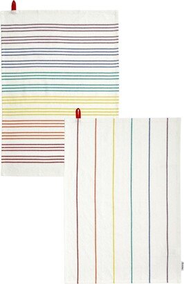 Pure Table Top Sur La Table Multi Coloured Striped Tea Towels Set Of Two