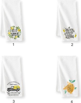 Lemons Waffle Weave Towel - Summer Tea Farmhouse Kitchen Decor Lemon Textiles