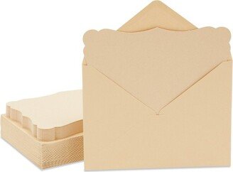 Paper Junkie 50 Pack Cards and Envelopes, 5x7 Inches for Wedding, Birthday, Baby Shower Invitations (Blank Inside, Brown Kraft Paper)