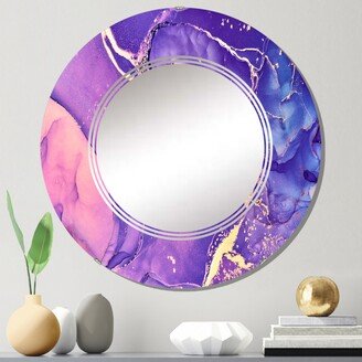 Designart 'Purple And Blue Liquid Fuchia Art IX' Printed Modern Wall Mirror