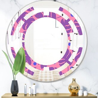 Designart 'Tropical Palm Leaves IV' Printed Modern Round or Oval Wall Mirror - Space