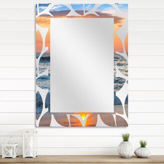 Designart 'Beautiful Sunrise over the Horizon.' Sea & Shore Printed Wall Mirror