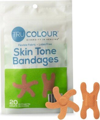 Tru-Colour Bandages TruColour Skin Tone Shade Knuckle Bandages, Olive, 20 Count, 1 Pack