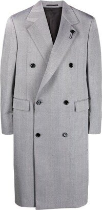 Pinstripe-Pattern Double-Breasted Coat