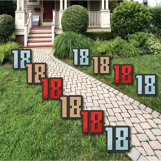 Big Dot Of Happiness Boy 18th Birthday - Lawn Decor - Outdoor Party Yard Decor - 10 Pc