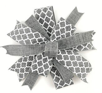 Decorative Grey Wreath & Front Door Bow, Lantern Everyday Accessory, Embellishment, Outdoor Bow