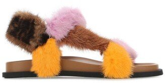 Furry Strapped Flat Sandals