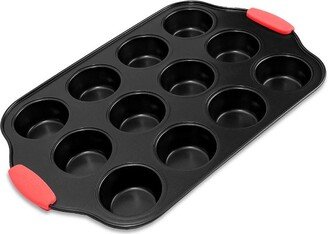 12 Cup Muffin Pan - Deluxe Nonstick Gray Coating Inside & Outside