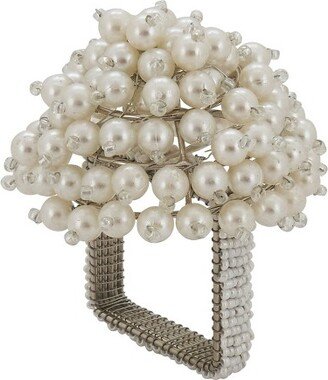 Saro Lifestyle Napkin Rings With Pearl Dome Design (Set of 4)